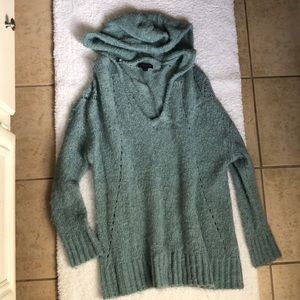 American Eagle oversized teal sweater with hood